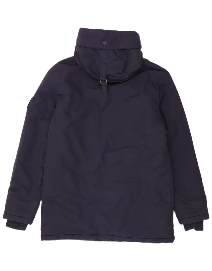 Superdry Mens Hooded Parka Jacket UK 40 Large Navy Blue Nylon