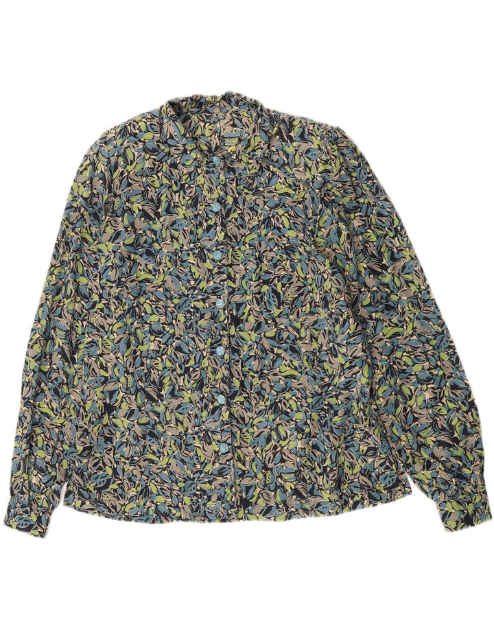 Camicetta camicia vintage da donna UK 14 verde medio