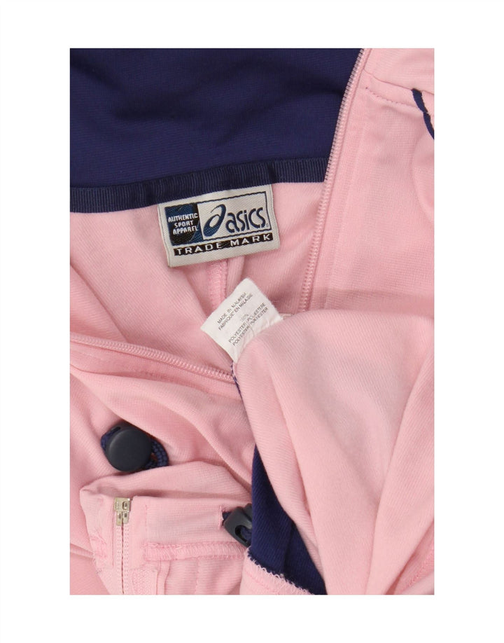 Asics Womens Hooded Tracksuit Top Jacket UK 14 Medium Pink Colourblock