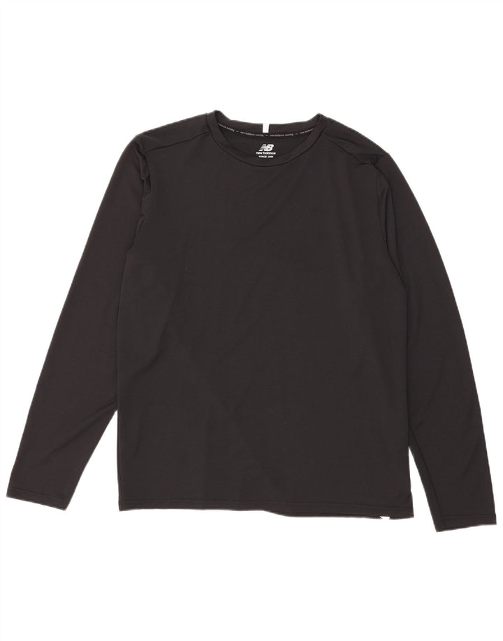 New Balance Mens Top Long Sleeve Large Black Polyester