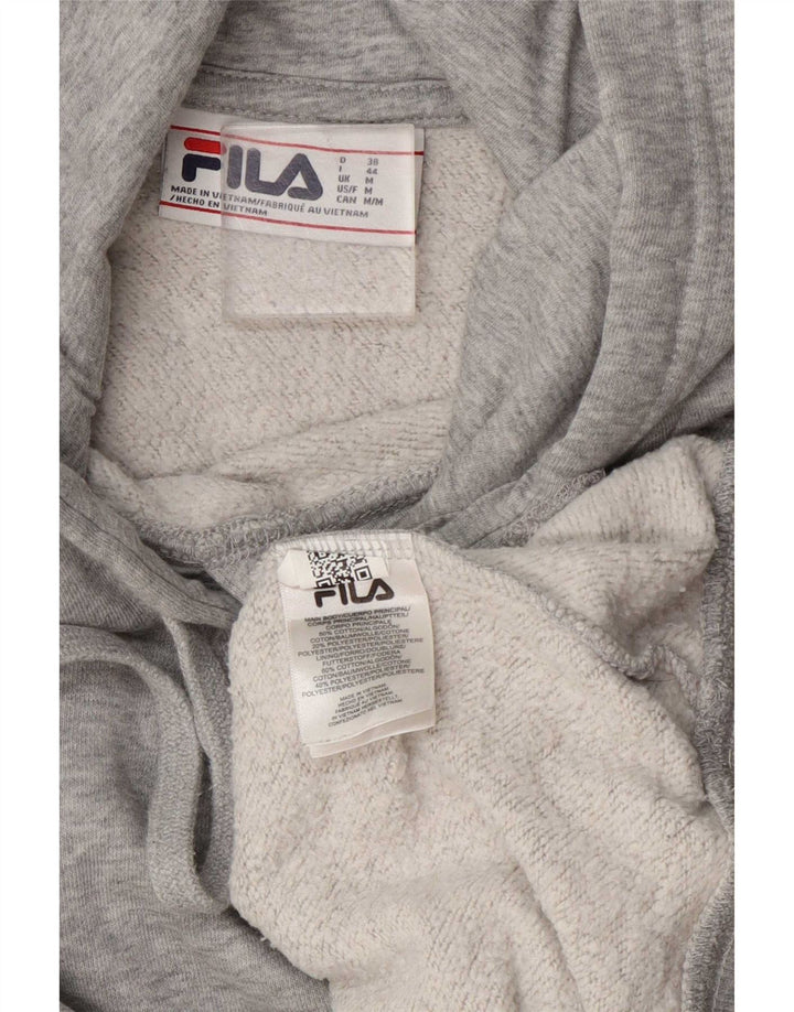 Fila Womens Hoodie Jumper UK 14 Medium Grey Cotton