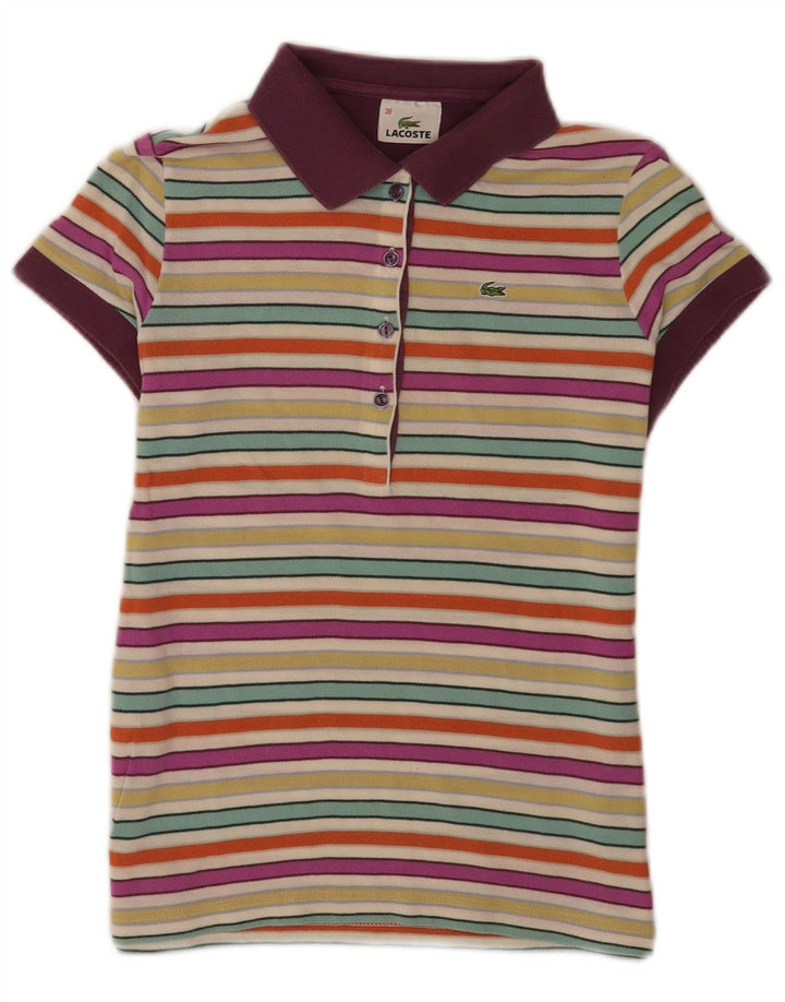 Lacoste Womens Regular Polo Shirt Size 38 Medium Multicoloured Striped