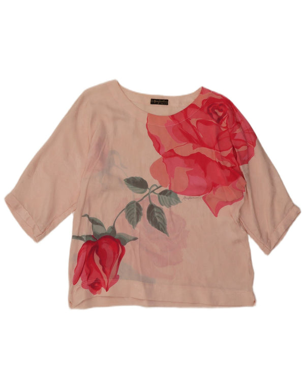 Mario Pucci Cecconi Dame Se Through Bluse Top IT 44 Medium Pink Floral