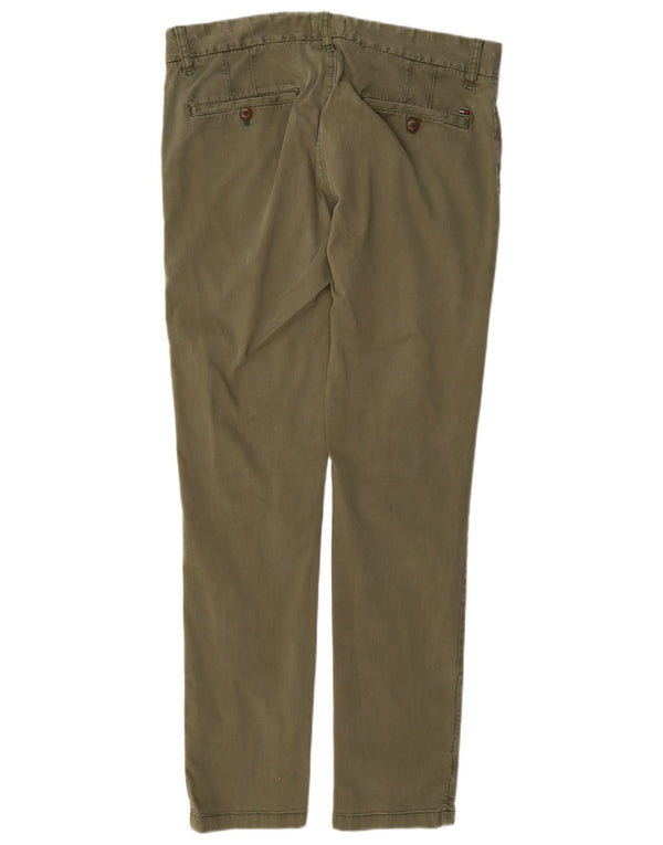 Tommy Hilfiger Mens Slim Chino Calças W34 L34 Algodão Cáqui