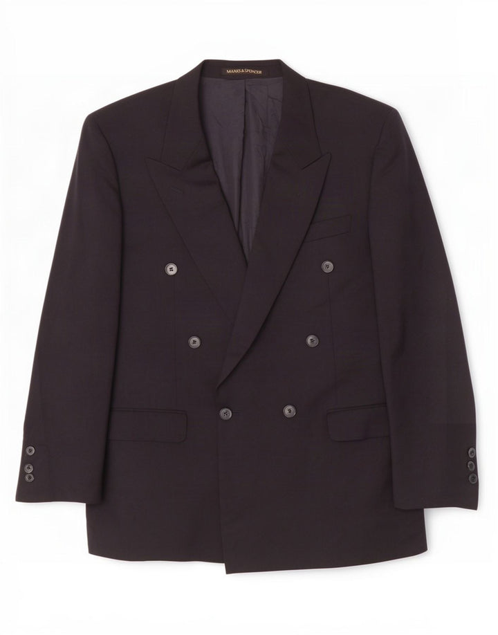 Marks & Spencer Mens Double Breasted Blazer Jacket UK 40 Medium Navy Blue