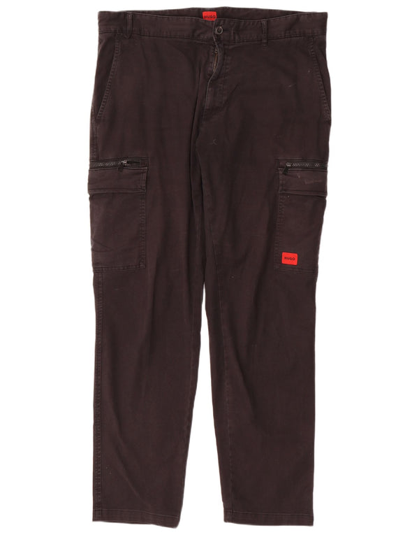 Hugo Boss Mens Tapered Cargo Trousers IT 52 XL W38 L31 Black Cotton
