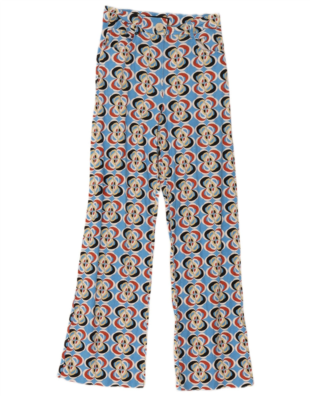 Zara Pantalon décontracté à motif abstrait pour femme XS W24 L28 multicolore