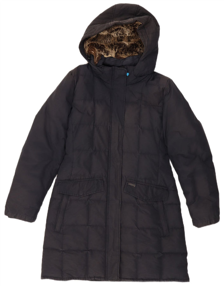 WOOLRICH Womens Hooded Padded Coat UK 18 XL Navy Blue Polyester