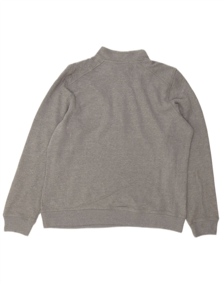 IZOD Mens Zip Neck Sweatshirt Jumper 2XL Grey Cotton