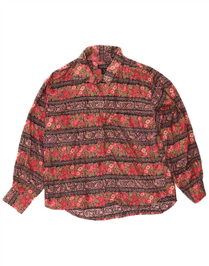 Vintage Womens Shirt Blouse UK 14 Medium Multicoloured Floral Silk