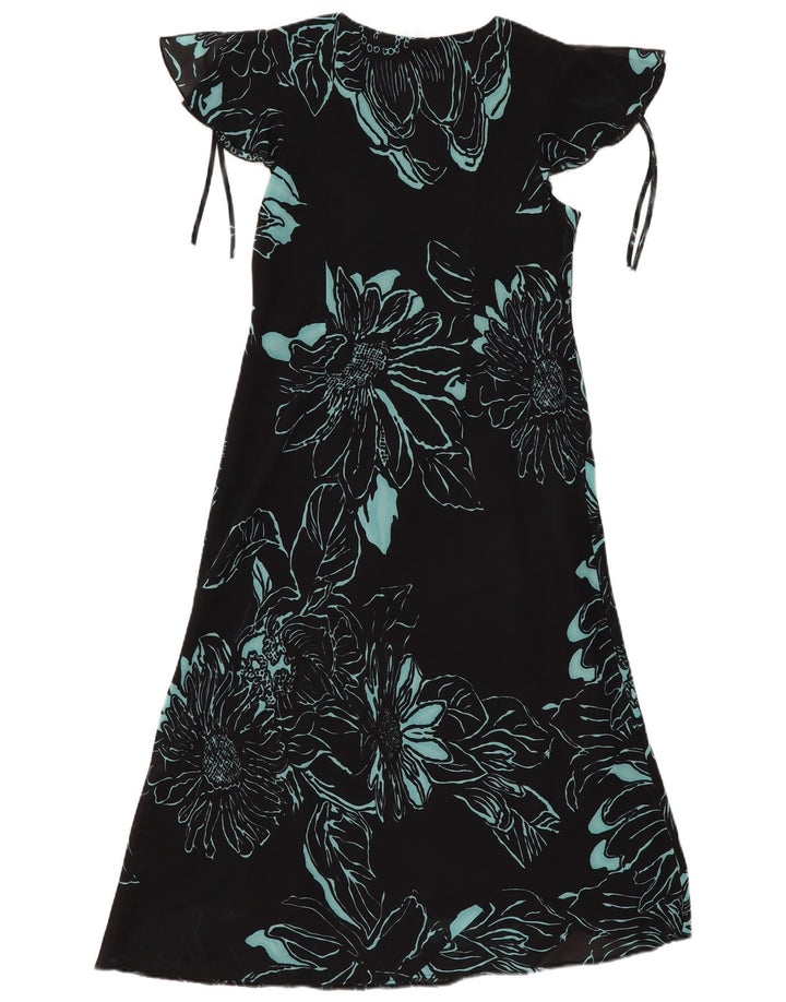 Agenda Damen Maxikleid UK 14 Mittelschwarzes, geblümtes Polyester