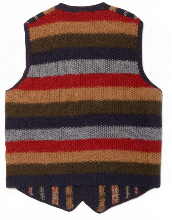 Hemmond Mens Waistcoat Medium Navy Blue Geometric Virgin Wool