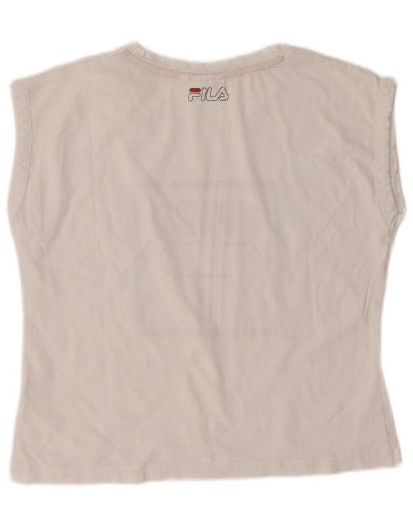 Fila Dame Grafisk T-Shirt Top UK 10 Small White