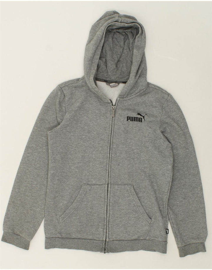 PUMA Boys Zip Hoodie Sweater 13-14 Years Grey Cotton Vintage Puma and Second-Hand Puma from Messina Hembry 