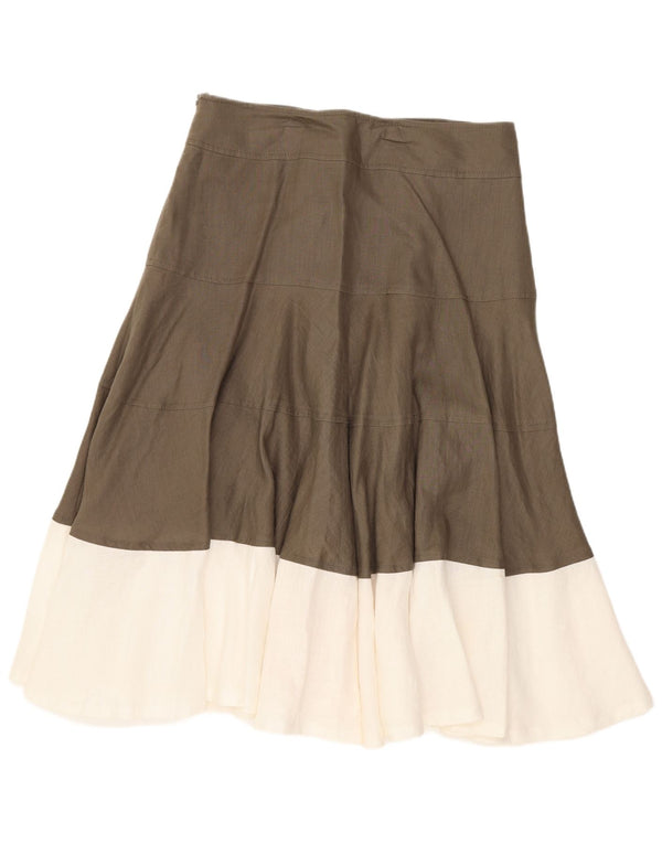 Fenn Wright Manson Womens Flared Skirt UK 10 Small W28 Brown Colourblock