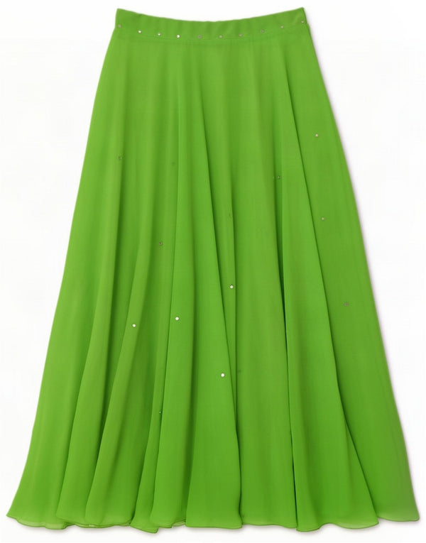 Vintage Womens Maxi Flared Skirt Small W26 Green Spotted