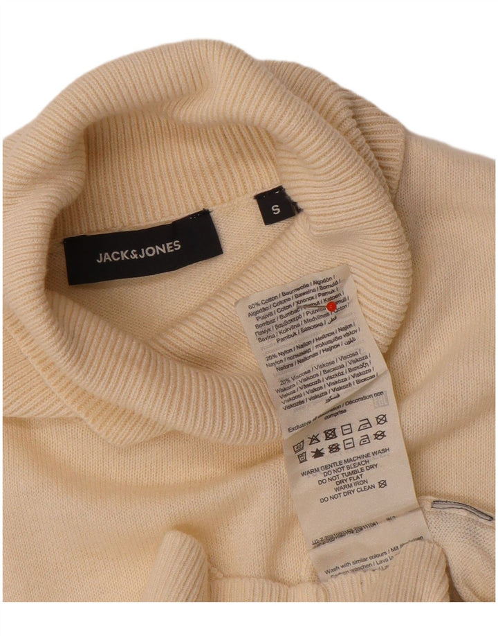 Maglione maglione collo alto da uomo Jack & Jones piccolo in cotone bianco sporco