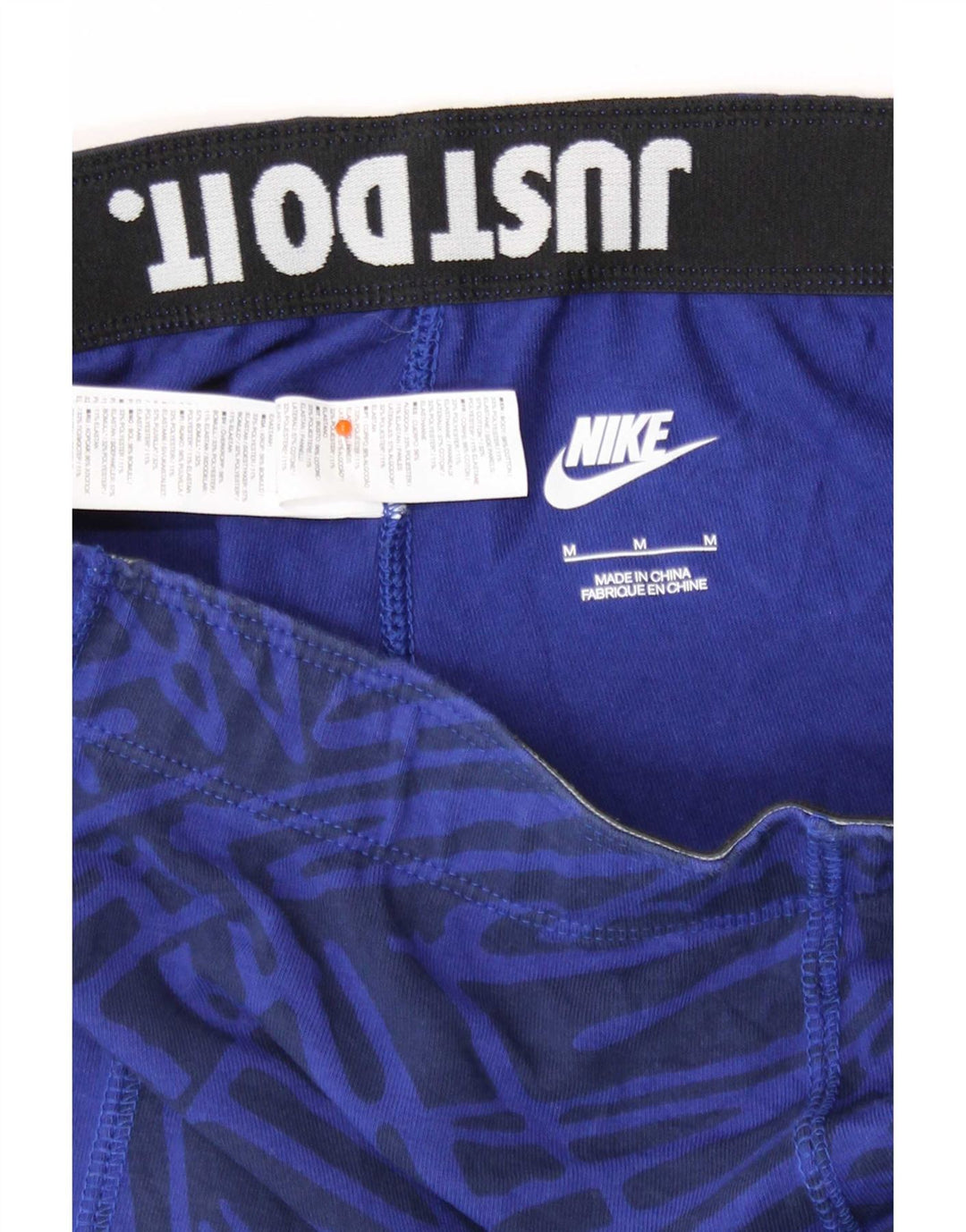 Leggings Nike Feminino UK 12 Algodão Geométrico Azul Médio