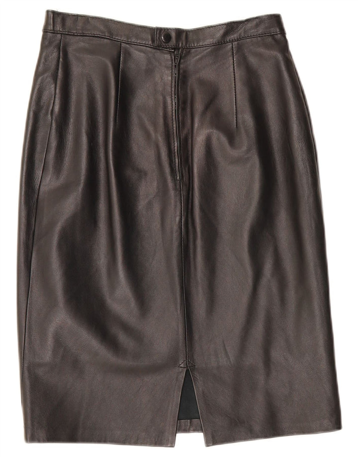 Vintage Womens Leather Skirt W28 Medium Black