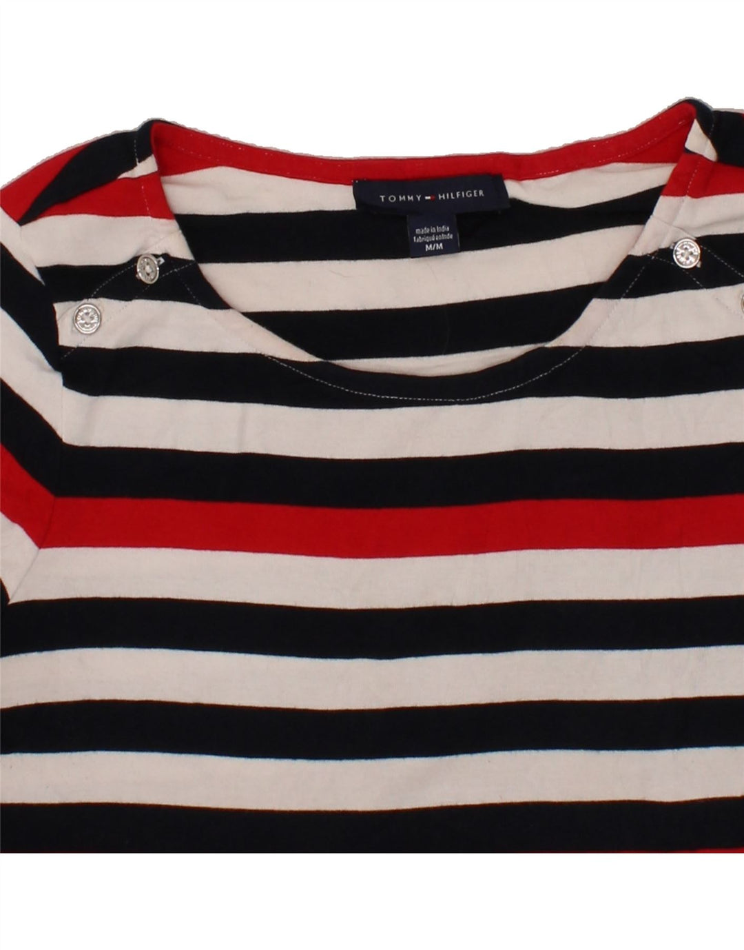 TOMMY HILFIGER Womens Top 3/4 Sleeve UK 12 Medium Multicoloured Striped Vintage Tommy Hilfiger and Second-Hand Tommy Hilfiger from Messina Hembry 