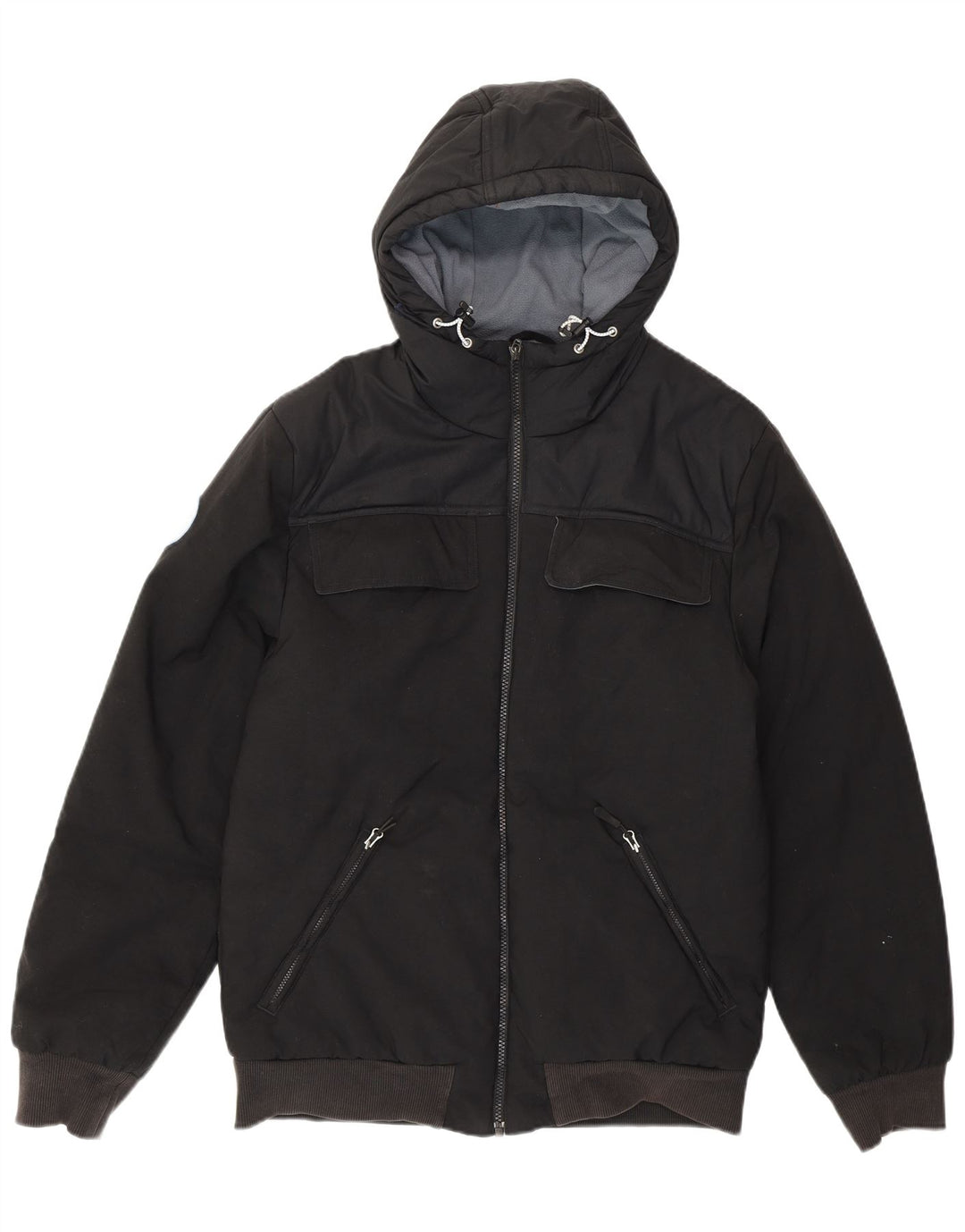 ADIDAS Mens Hooded Bomber Jacket UK 38 Medium Black Nylon Vintage Adidas and Second-Hand Adidas from Messina Hembry 