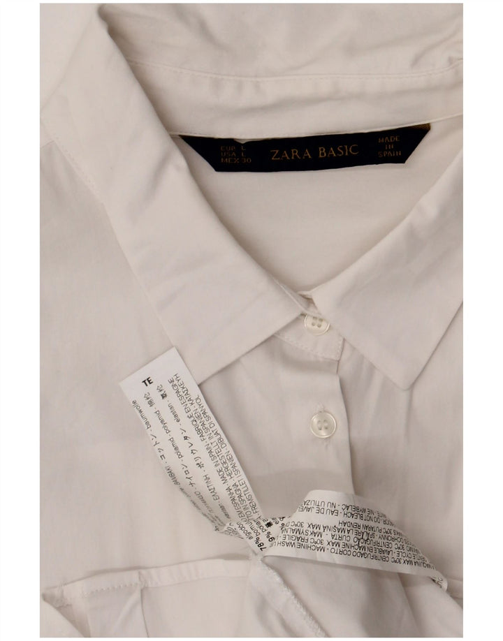 Zara Womens Shirt UK 14 Large White Cotton