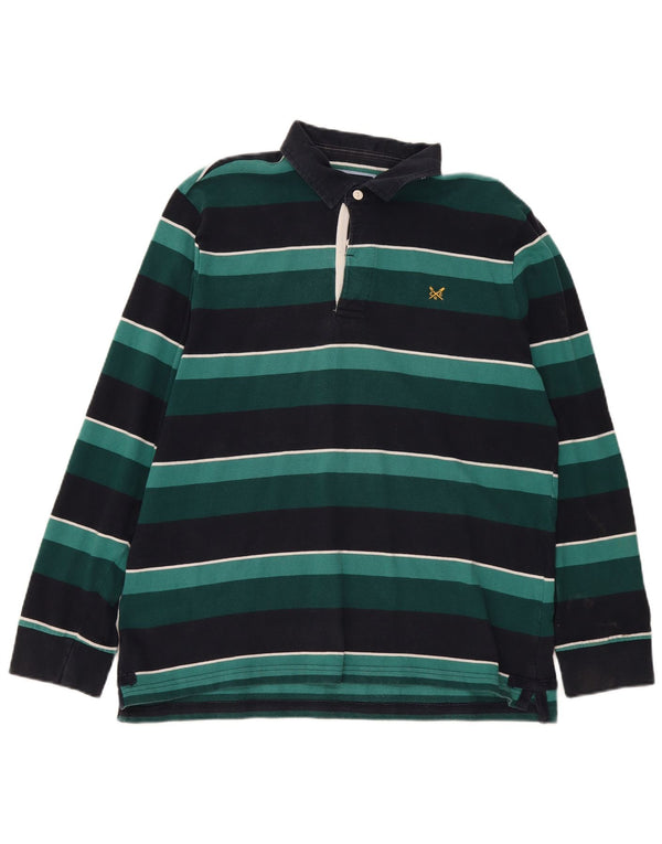 Crew Clothing Polo da rugby da uomo a maniche lunghe XL in cotone a righe verdi