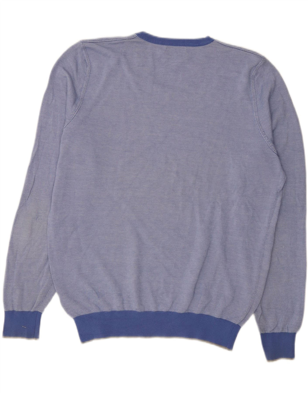 Massimo Dutti Mens V-Neck Jumper Sweater Large Blue Cotton