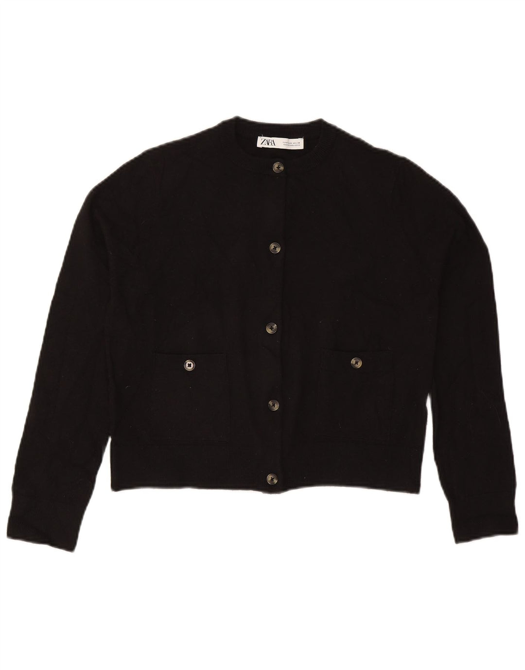 Zara Womens Crop Cardigan Sweater UK 10 Small Black