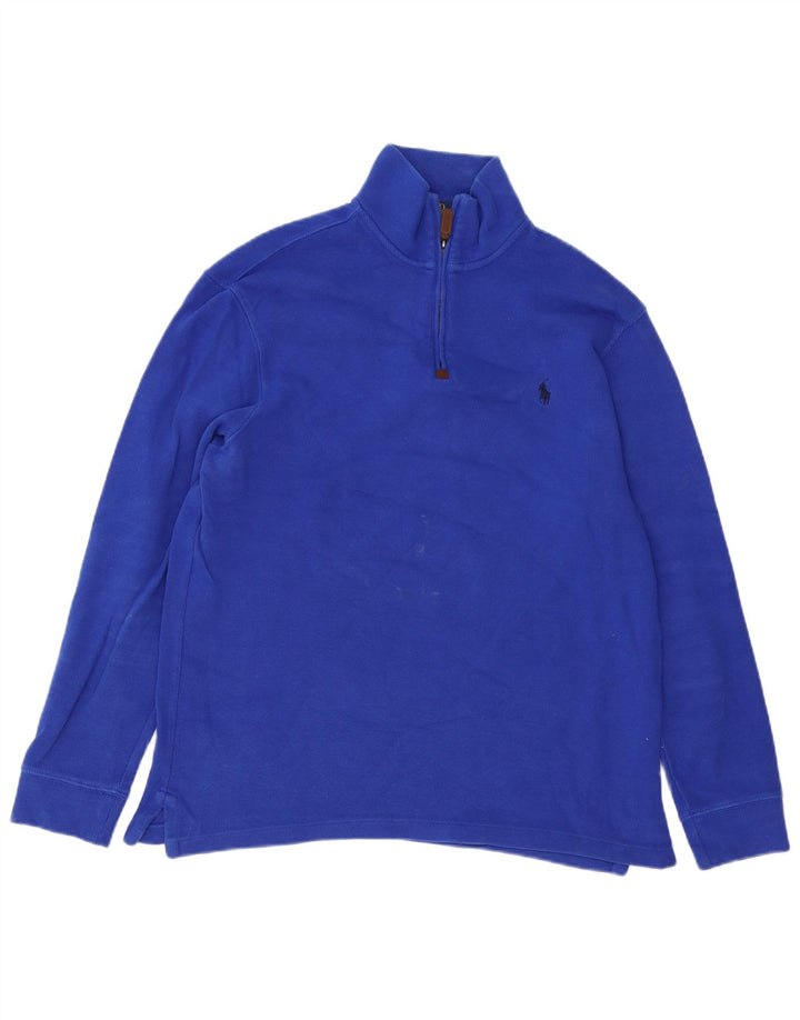 Polo Ralph Lauren Mens Zip Neck Jumper Sweater Medium Blue