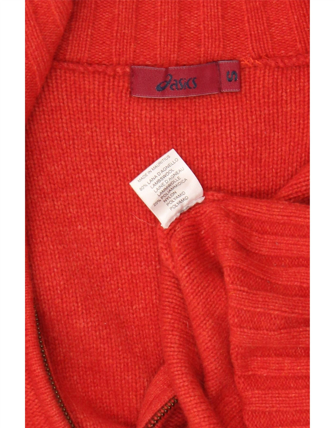 Asics Womens Cardigan Sweater UK 10 Small Red Colourblock Lambswool