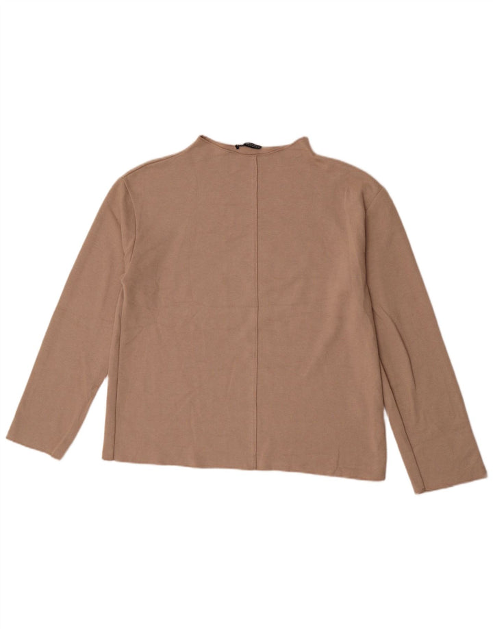 Zara Womens Top Long Sleeve UK 14 Medium Grey Cotton