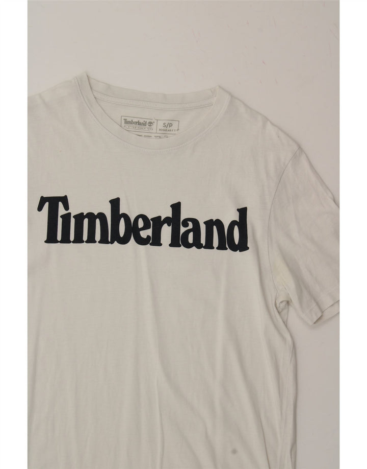 TIMBERLAND Mens Regular Fit Graphic T-Shirt Top Small White Cotton Vintage Timberland and Second-Hand Timberland from Messina Hembry 