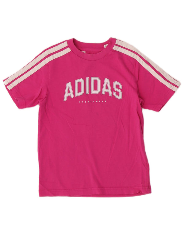 T-shirt grafica regolare per bambina Adidas 7-8 anni in cotone rosa