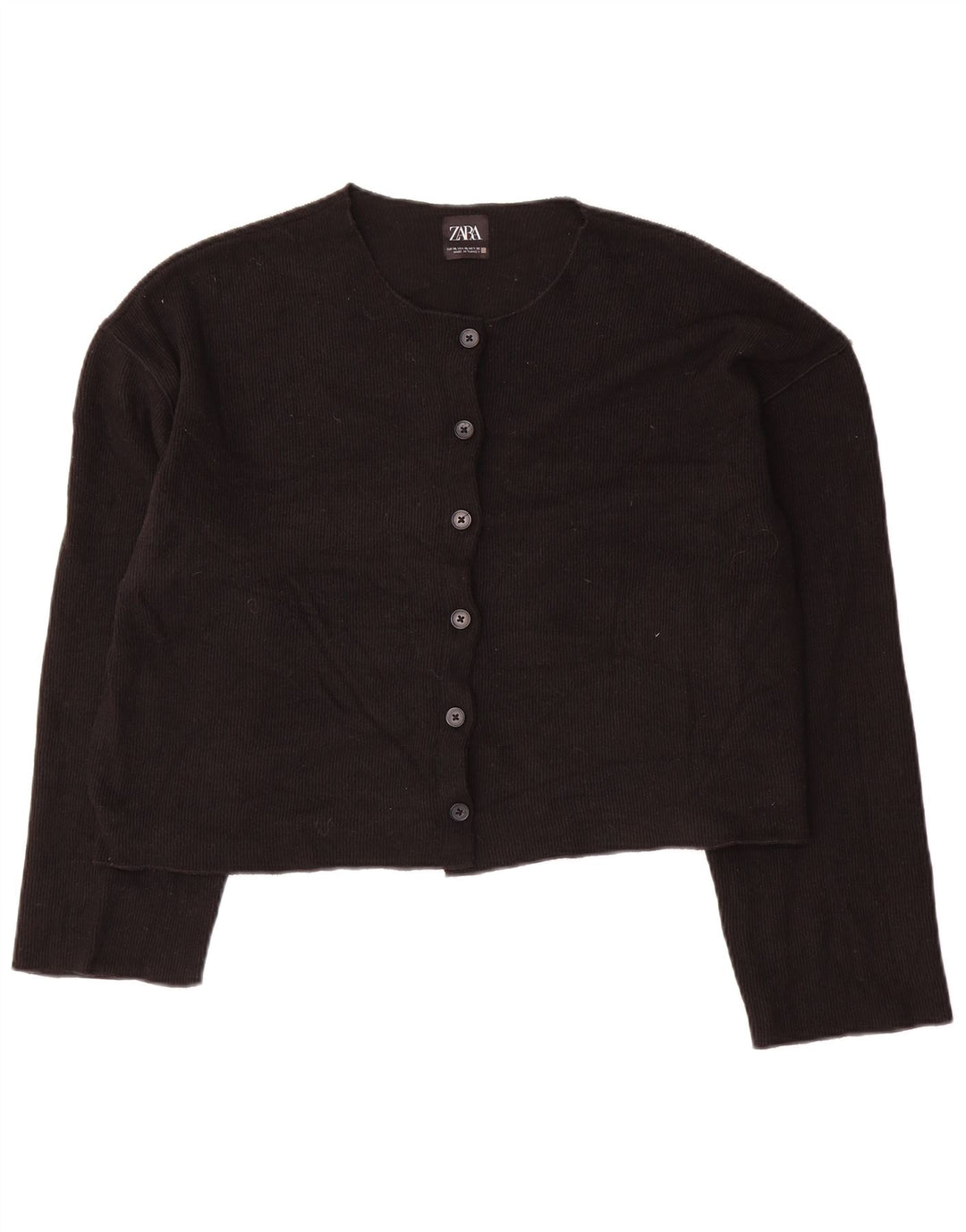 Zara Womens Crop Cardigan Sweater UK 18 XL Black Polyester