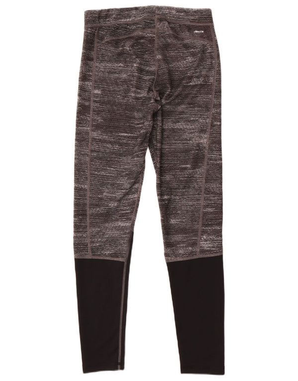 Adidas Womens Tech Fit Leggings UK 12/14 Medium Grey Colourblock Polyester