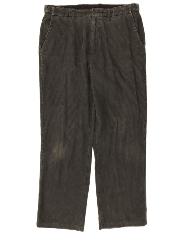 Marks & Spencer Mens Blue Harbour Straight Corduroy Παντελόνι W36 L31 Πράσινο