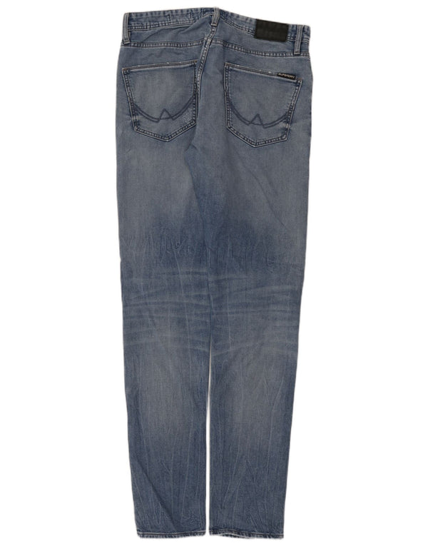 Superdry Mens Slim Tapered Jeans W32 L34 Blue Cotton