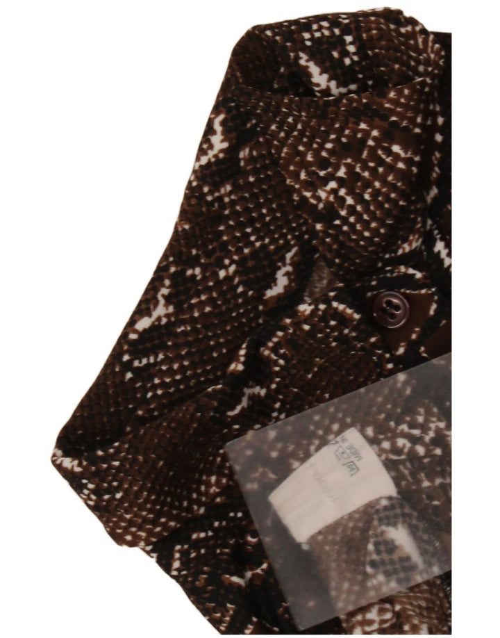 Vintage dameskjorte bluse UK 12 Medium Brown Animal Print Polyester