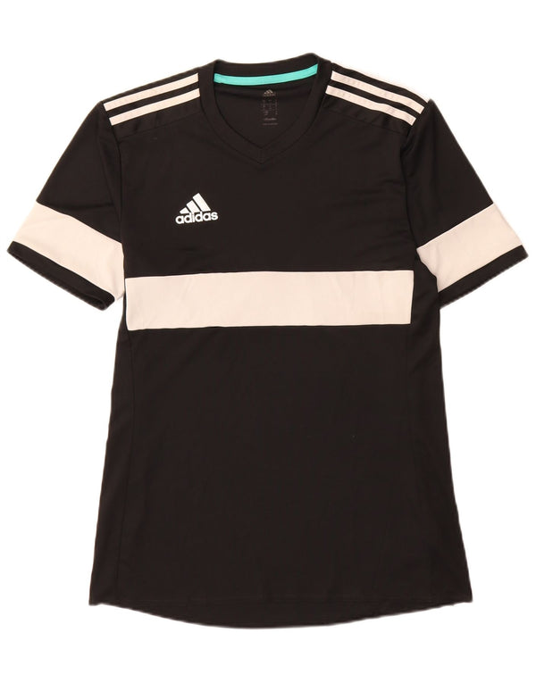 Adidas Mens Climalite T-Shirt Top Small Black Colourblock Polyester