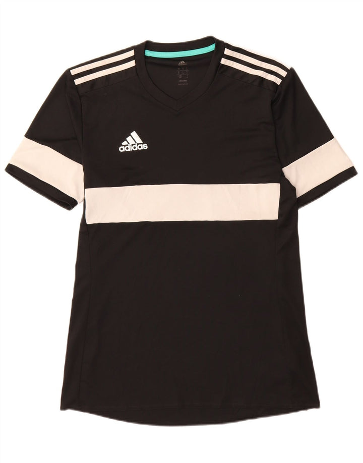 Adidas Mens Climalite T-Shirt Top Small Black Colourblock Polyester