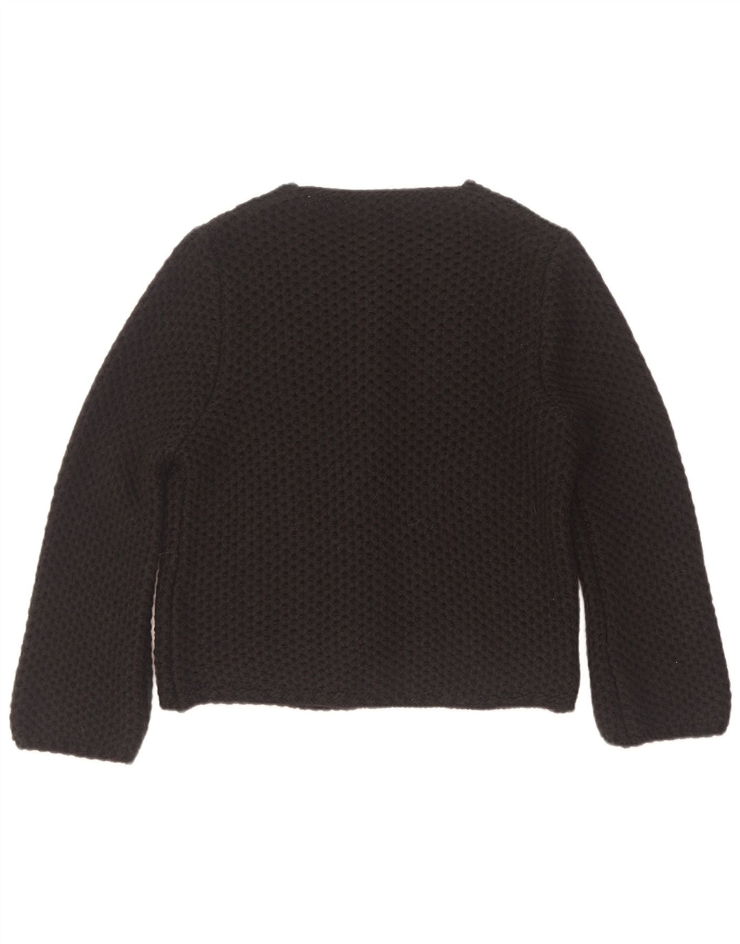 Vintage Womens Open Cardigan Sweater UK 14 Medium Black Acrylic