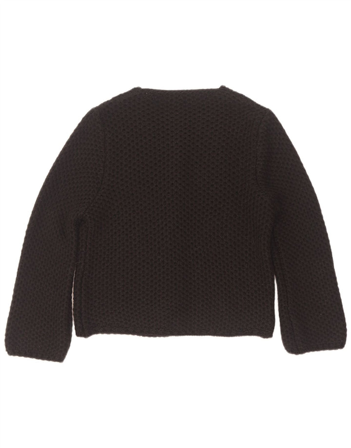 Vintage Womens Open Cardigan Sweater UK 14 Medium Black Acrylic