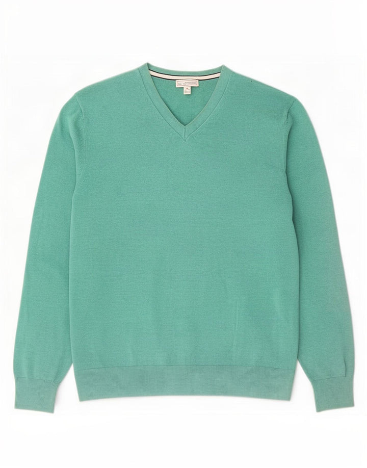 Gap Herren-Pullover mit V-Ausschnitt aus mittelgrüner Baumwolle