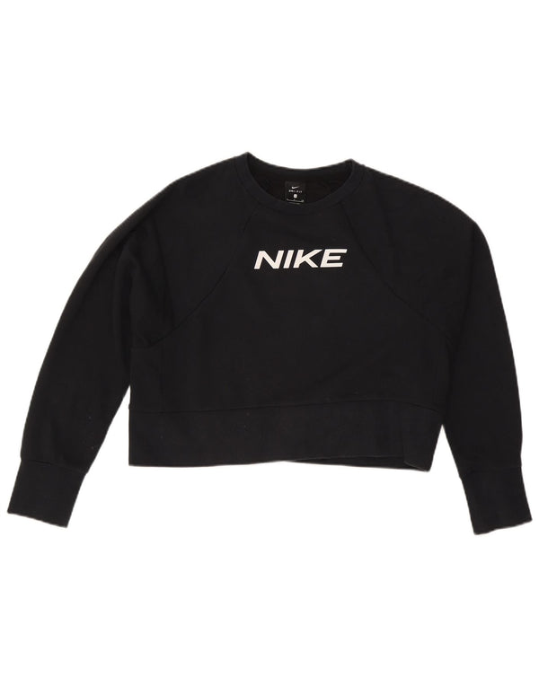 Nike Femme Crop Graphic Sweat-shirt surdimensionné UK 10 Petit Noir