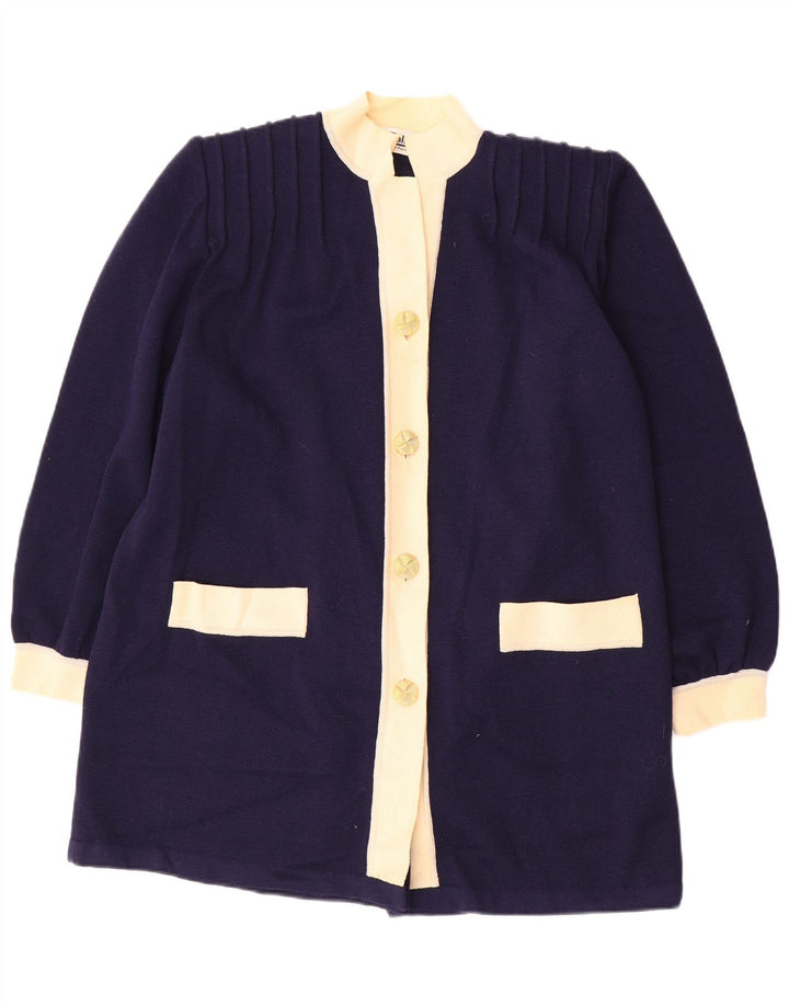 Vintage Womens Longline Oversized Cardigan Sweater IT 46 Large Navy Blue
