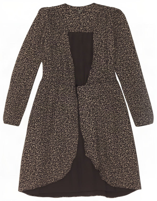 Jaqueta blazer feminina Massimo Dutti com 1 botão EU 34 2XS preto estampa animal