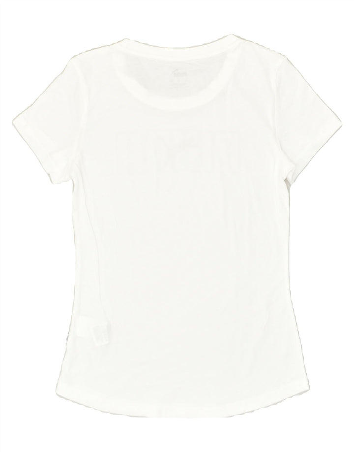PUMA Womens Graphic T-Shirt Top UK 6 XS White Cotton | Vintage Puma | Thrift | Second-Hand Puma | Used Clothing | Messina Hembry 