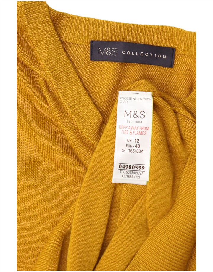 MARKS & SPENCER Maglione cardigan da donna UK 12 Viscosa giallo medio