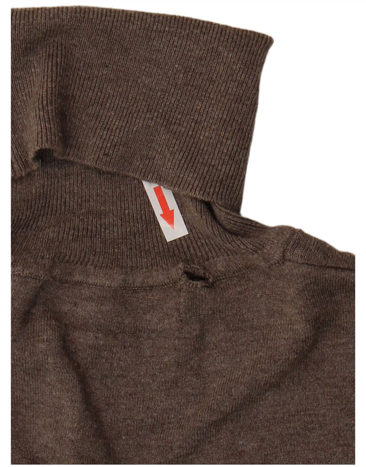 Zara Dame Roll Neck Jumper Sweater UK 14 Large Brown Rayon